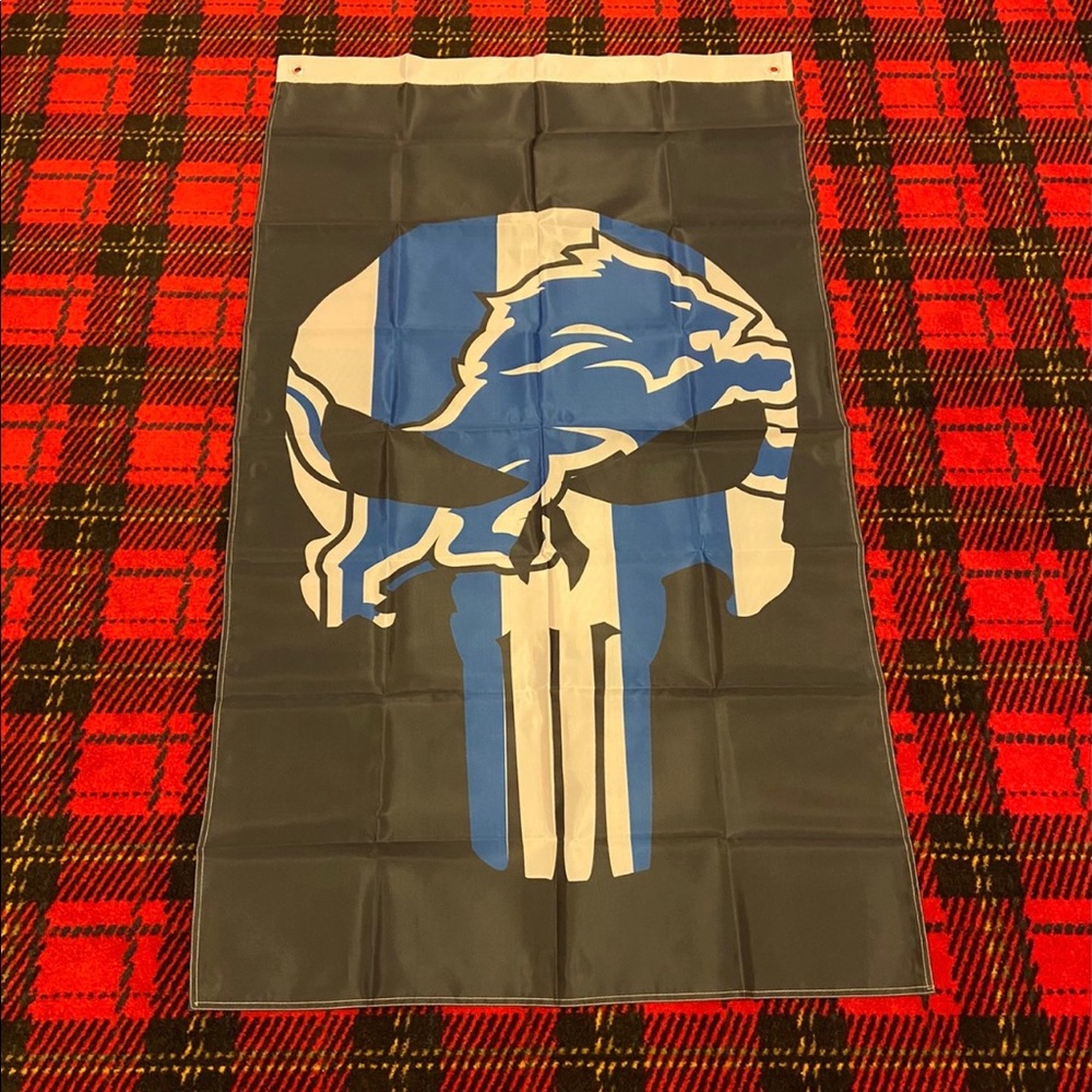 Brand new Detroit Lions Punisher banner flag